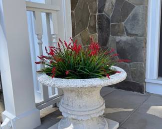 Painted white iron planters (2 available)