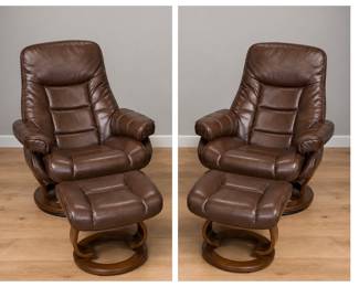 Leather chair & ottoman (2 available)