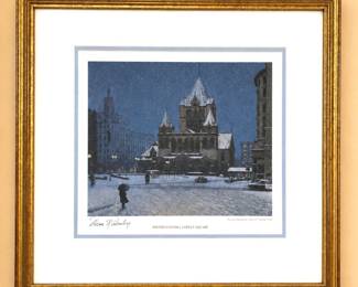 Framed “Winter Evening at Copley Square”, Thomas Dudley