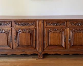 French provincial style, carved wood sideboard, 8'
