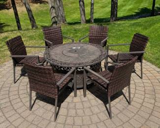 Propane fire table and 6 chairs