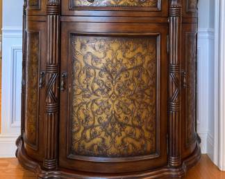 Walnut Cabinet with marble top with drawer & storage