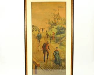 1800's Full Color Printed Colombia Bicycles Advertising Print. This is an original, not a reproduction! 