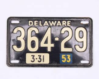 Vintage Bicycle License Plate Collection - This is a 1953 Delaware plate, there are a dozen more of all different states!