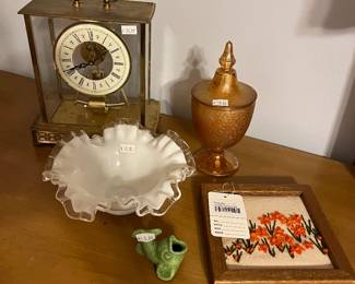 Mantle Clock, Floral Embroidery 