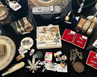 Macintosh Computer Pin, 18k Religious Pendant, Sterling Rose Pendant, Mosaic Flower Pin, Watches, Camera