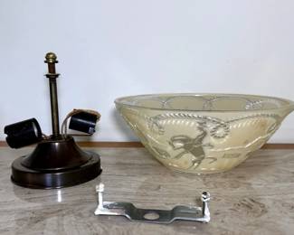 50s Glass Cowboy Western Light Fixture