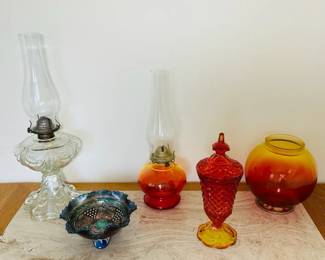 Colorful Amberina  Carnival Glass