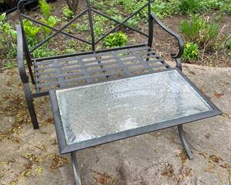 Patio/outdoor bench and coffee table.