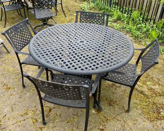 Five-piece metal patio set.