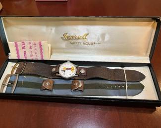 Vintage Ingersoll Mickey Mouse watch with case.