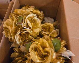 White and gold rose flower balls