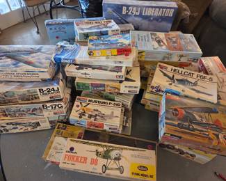 Vintage model cars and planes never opened