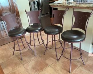 4 wrought iron metal bar stools -18x45