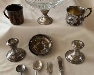 Vintage Silver items & glass serving collection