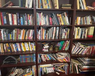 Lots of books about Christianity, travel, finance, and more