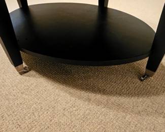 Modern Oval Dark Wood Coffee Table w/ shelf