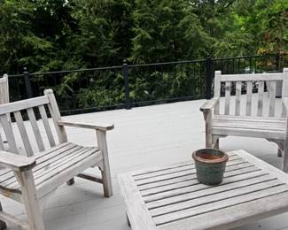 Weathered Teak Wood Outdoor Armchair