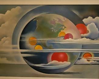 Abstract Surrealist Earth and Spheres Painting