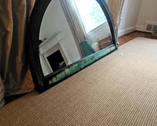 Antique Arch Top Copper Frame Custom Mirror Green Patina