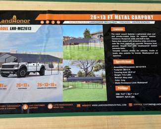 2025 Landhonor LHR-MC2613 26 x 13 Ft Metal Carport, Unused
