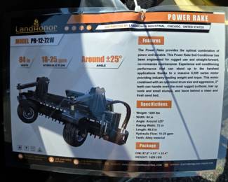 2025 Landhonor PR-12-72W Power Rake, Unused