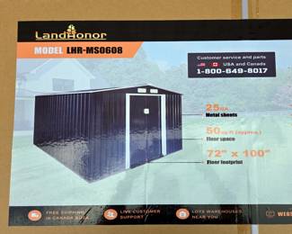  2025 Landhonor LHR-MS0608 6ft x 8ft Galvanized Apex Roof Metal Shed, Unused