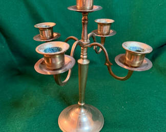 Lot 41: vintage five-arm brass candelabra