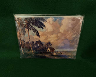 Lot 24: Collectible Tile featuring landscape painting by artist Albert Ernest "Bean" Backus