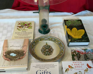 Lot 67: Bird-themed books, decor, and games