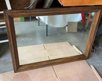 Lot 6: Vintage Wood Frame Wall Mirror