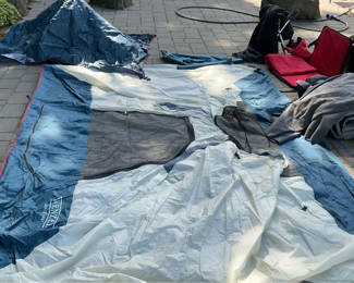Lot 47: Big Camping Lot, Venzel Large Tent, Blankets, Sleep Roll, Etc