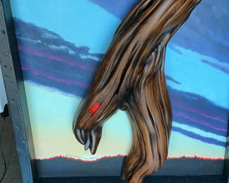 Lot 55: 'Wounded' title of a 3D original painting with drift wood