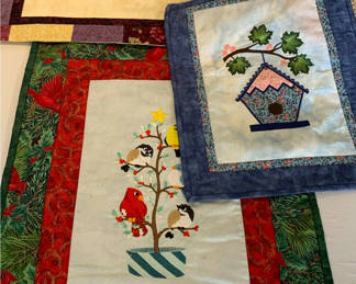 Lot 19: Handcrafted Small Quilted Wall Hangings And Tablecloth