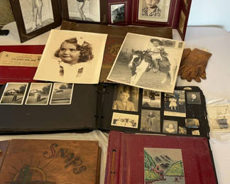 Lot 63: Vintage Photo Albums, War Ration Book, and Leather Gloves