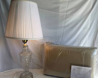 Lot 74: New Vanity Stool And Cut Glass Lamp