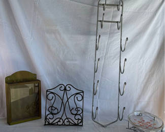 Lot 88: Vintage Painted Pyrex casserole, Towel Rack, etc.