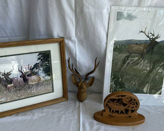 Lot 33: Deer and Elk Wildlife Home Decor Set