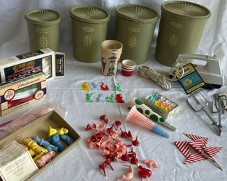 Lot 30: Vintage Tupperware Canisters, And Party Favors