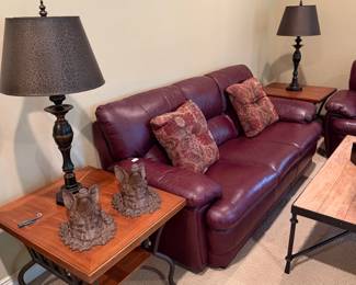 Leather sofa and tables