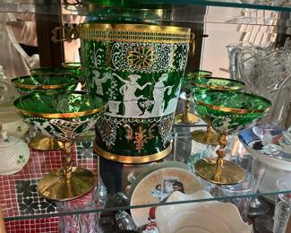 blown glass ice bucket + stemware