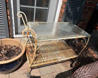 vintage wrought iron cart