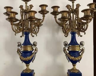 Italian gilt Brevatatto Imperial clock - part of 3pc garniture set with candelabras
