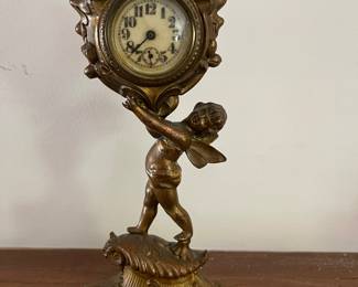 vintage Art Nouveau cast metal clock