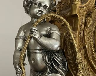Italian gilt Brevatatto Imperial clock - part of 3pc garniture set with candelabras
