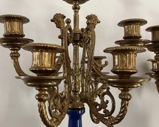 Italian gilt Brevatatto candelabras (2) - part of 3pc garniture set with clock