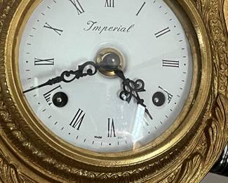 Italian gilt Brevatatto Imperial clock - part of 3pc garniture set with candelabras