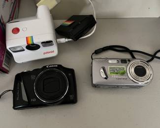 vintage polaroid, Canon, Sony cameras