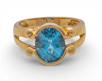 Lot 75 14k White Gold and Topaz Ring Size 6 4.1 g