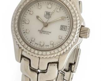 Lot 51 Tag Heuer Stainless Steel and Natural Diamond Ladies' Link Wrist Watch